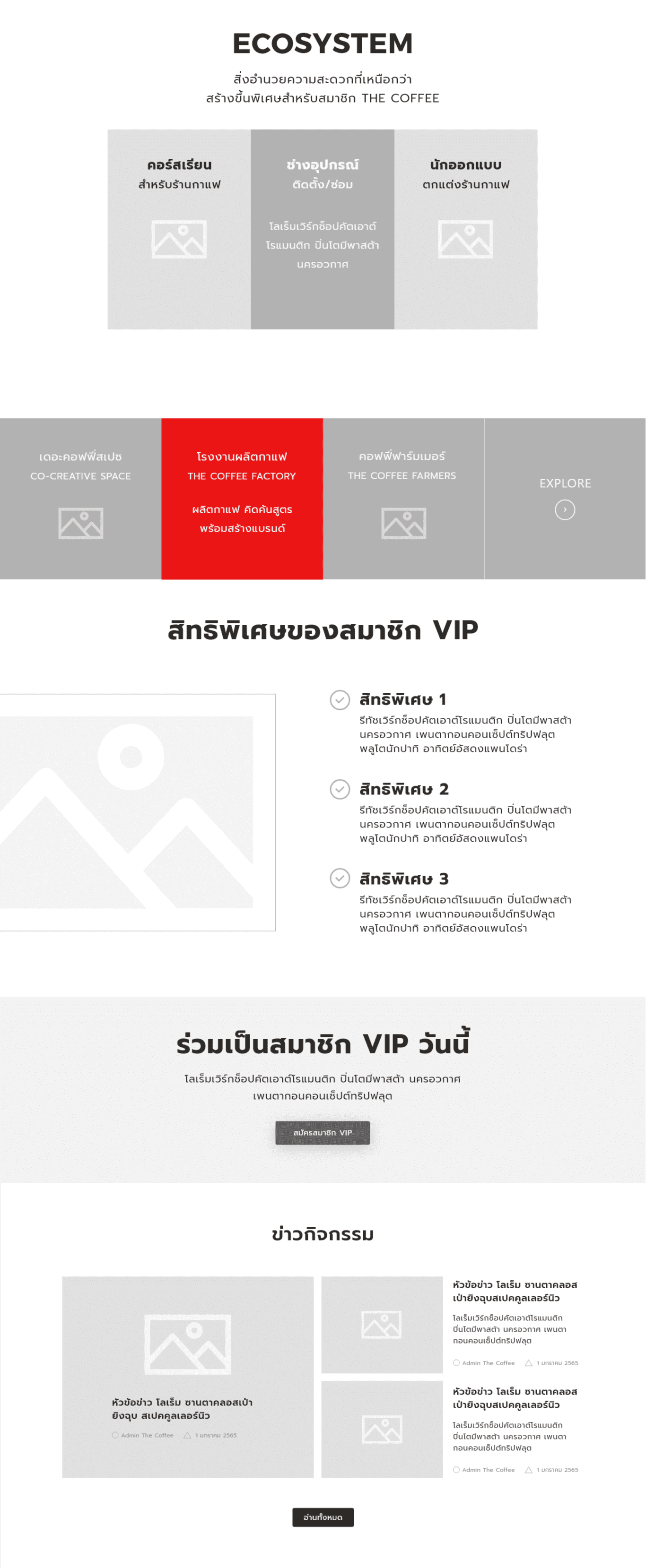 Portfolios Website Landing Page The Coffee - UI Wireframe B2B2C Concept by Kanchita Varitthinanon 03-2
